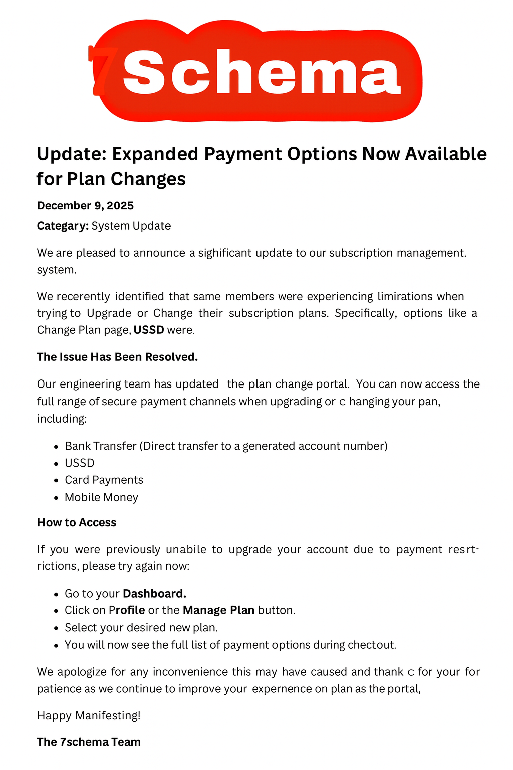 Update: Expanded Payment Options Now Available for Plan Changes